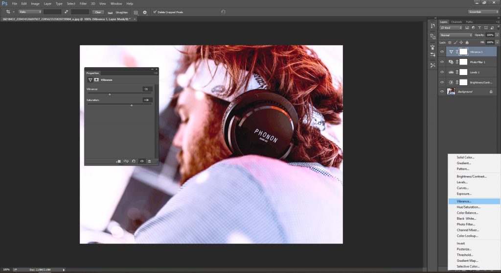 photoshop vibrancy tool
