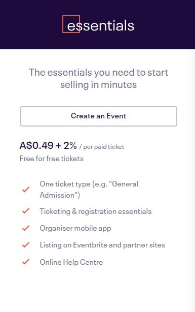 Eventbrite Essentials plan