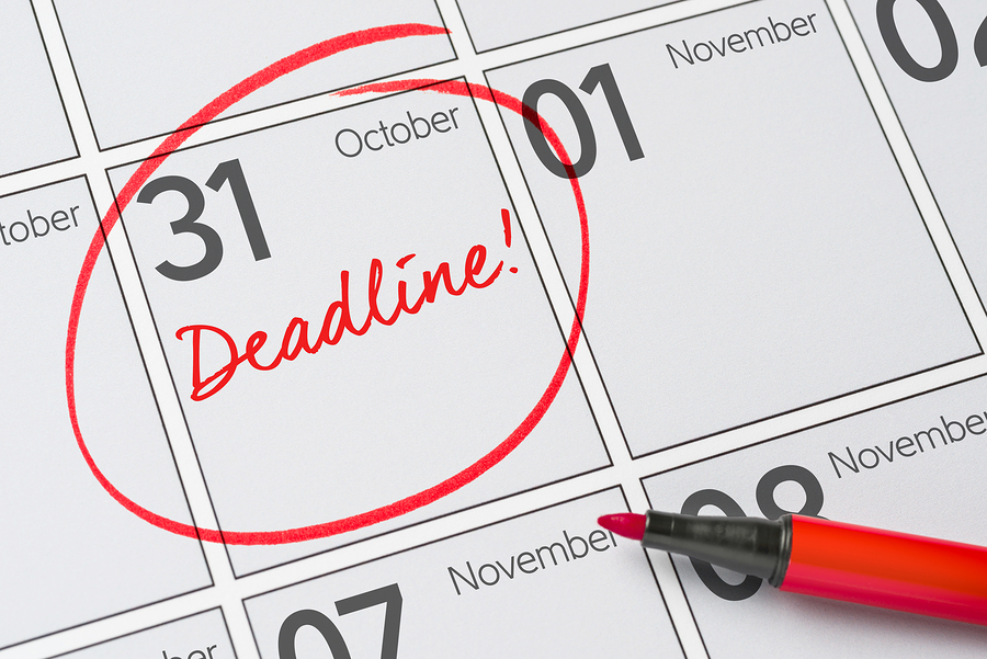 deadline written and encircled on calendar