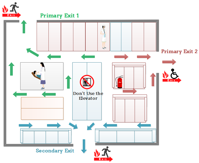 hospital emergency evacuation floorplan example