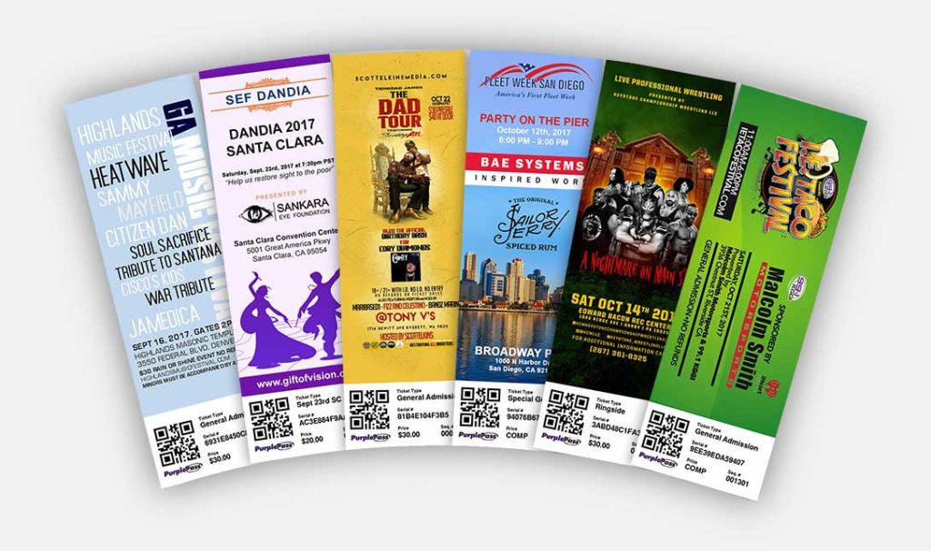 tickets for different events