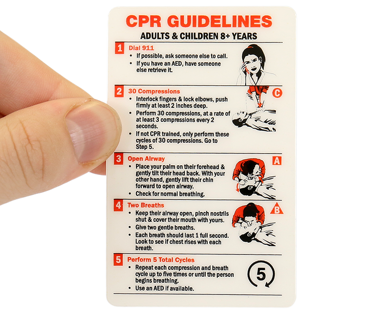 sample printed and laminated CPR guidelines cards