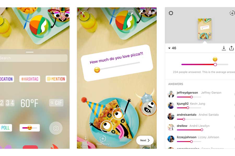 emoji instagram slider and question stickers