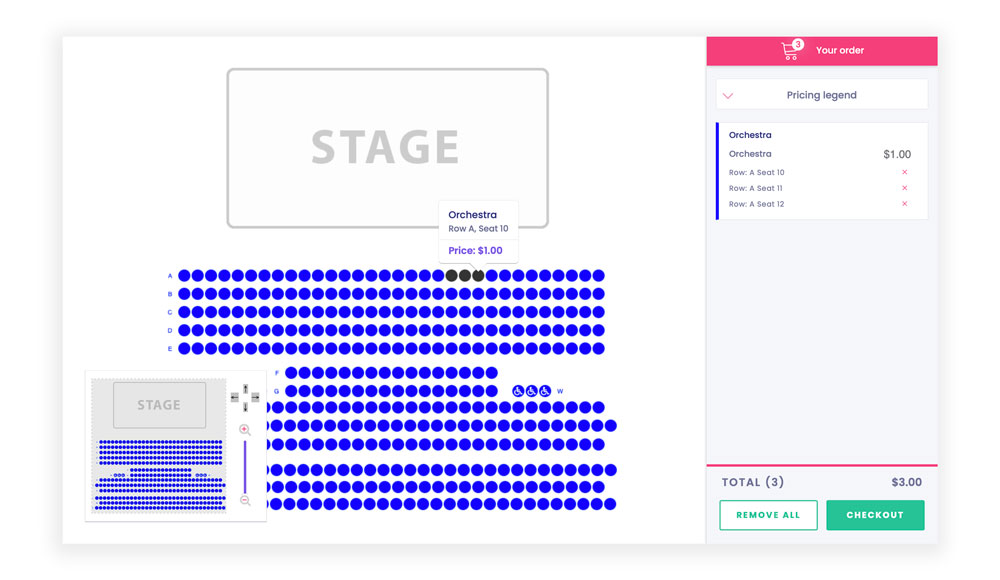 Purplepass seating map on beta
